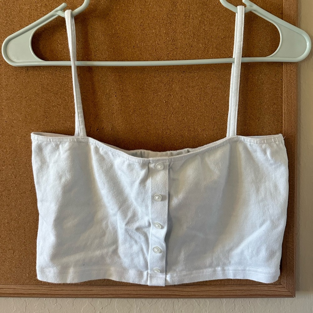 Brandy Melville White crop top with buttons going down the middle